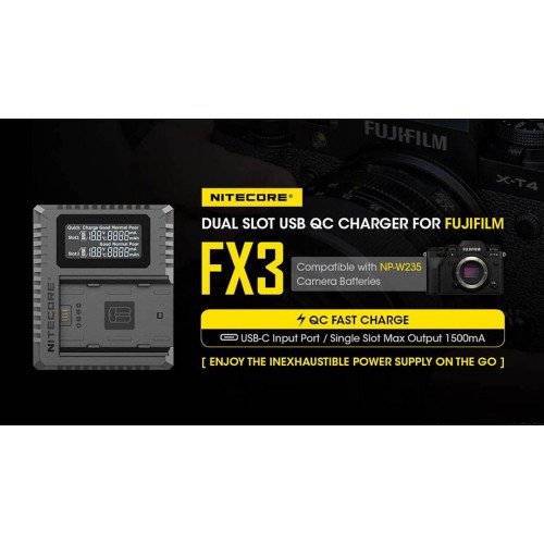 Nitecore FX3, быстрое зарядное устройство для аккумуляторов Fuji X-T4