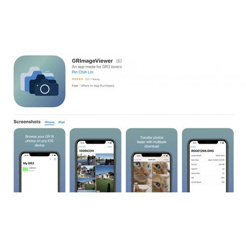 Приложение GRImageViewer для переноса фотографий с Ricoh GR III на iPhone/iPad