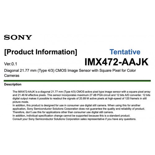 Sony представила многослойный CMOS-сенсор 21 Мп с частотой 120 к/с для Micro 4/3”